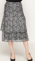 KMW Black & White Lace Floral Ruffle Skirt