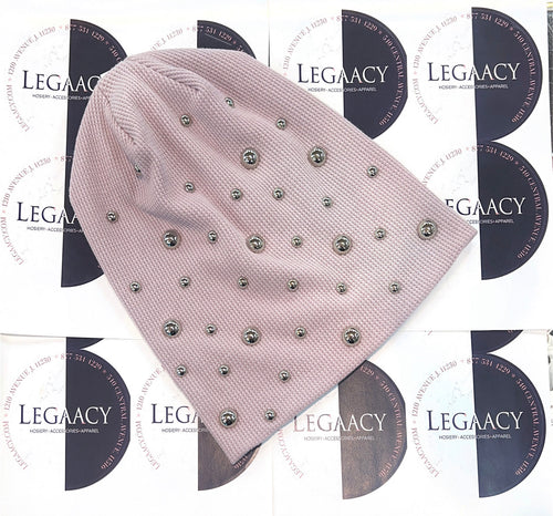 TCS Lavender Bejeweled Waffle Cotton Beanie