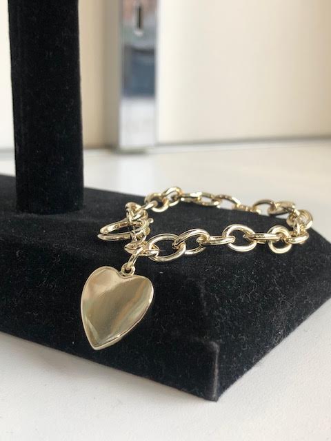 RAQIE Jewelry + Accessories | 14k Gold Puffy Heart Charm Bracelet | Raqie