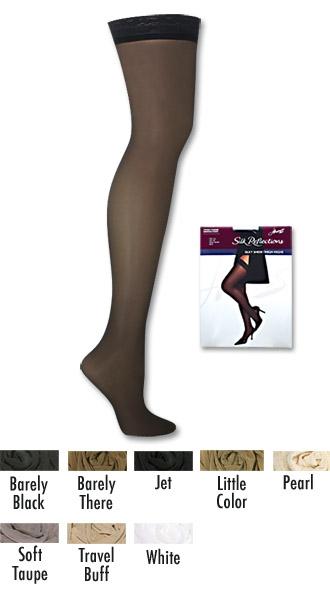 Hanes Silk Reflections thigh highs sheer toe size EF color Barely