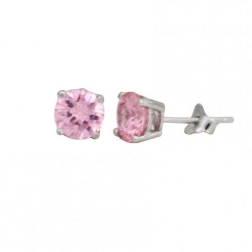 DLF Light Pink 6mm, Sterling Silver Post Light Pink/Silver  Earrings