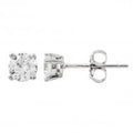 DLF White Rhodium Plated Sterling Silver Post Stud Earrings