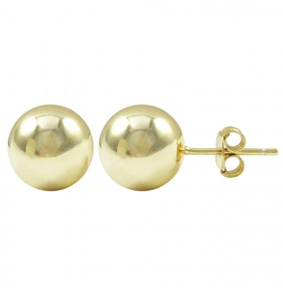 DLF Gold Plated Sterling Silver 10mm Ball, Post Stud Gold  Earrings